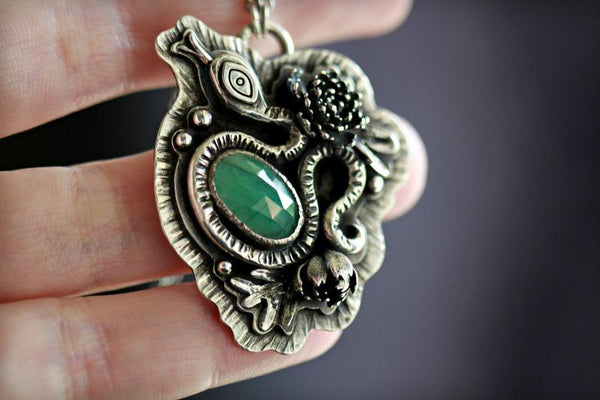 Reserved for Kristi Emerald Serpent Seer Necklace.