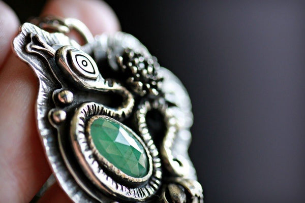 Reserved for Kristi Emerald Serpent Seer Necklace.
